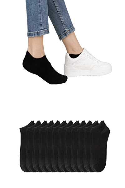 Ozzy Socks 12 ζευγάρια γυναικείες μαύρες βαμβακερές κάλτσες-μποτάκια, οικονομ...