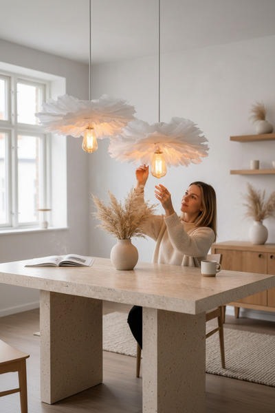 Bubihome Lumi Bloom 2'li Avize Seti - Bohem Dekoratif Çiçek Tasarım Tavan Ayd...