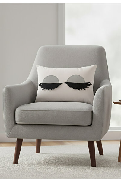Nisahometeks Leke Tutmaz Silinebilir Kirpikli Kırlent Yastık Kılıfı 50*32 cm