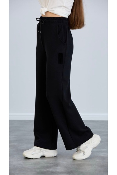 Store Modal Fabric Wide Leg Palazzo Tracksuit - Black