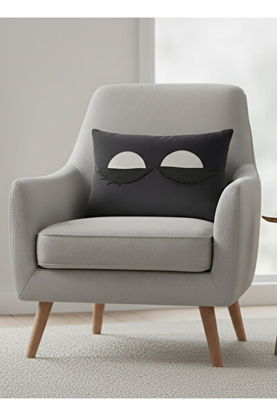 Nisahometeks Leke Tutmaz Silinebilir Kirpikli Kırlent Yastık Kılıfı 50*32 cm