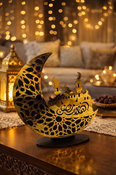 MUSK STORE Ramazan 21x20 Cm Pleksi Süs Hilali Model Pleksi kaplamalı