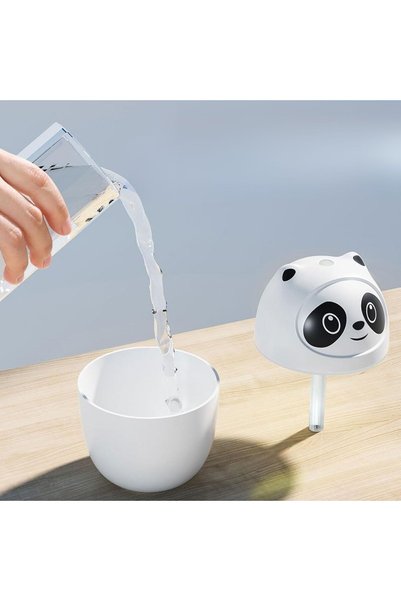 BENİMOLMALI Sevimli Panda Figürlü Hava Nemlendirici Soğuk Buhar Makinesi, LED Işıklı Masaüstü Oda Nemlendirici