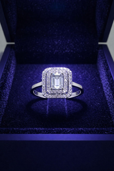 Siset Gümüş 925 Ayar Radyum Kaplama Baget Taşlı Gümüş Yüzük