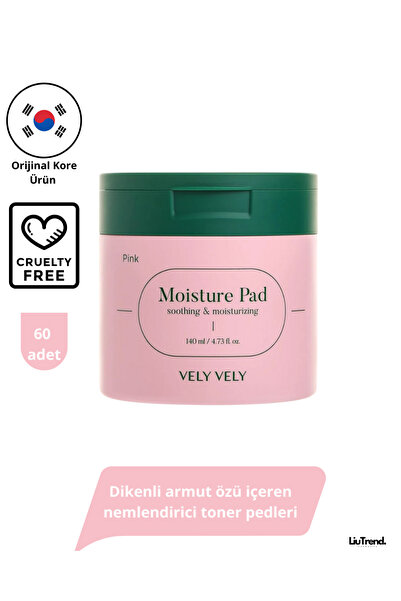 VELY VELY Pink Moisture Pad 60 adet Dikenli armut özü içeren nemlendirici ton...