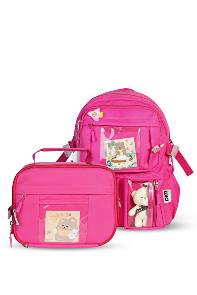 Wia Școala primară în stil coreean Kawaii cu ursuleț și cutie de prânz