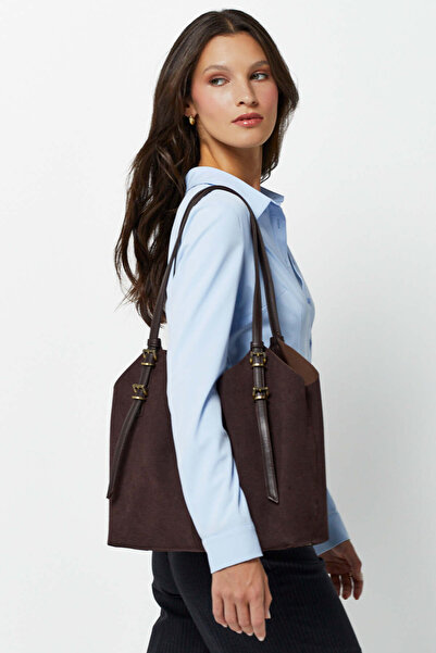 AKSWSUAR Süet Omuz Çantası