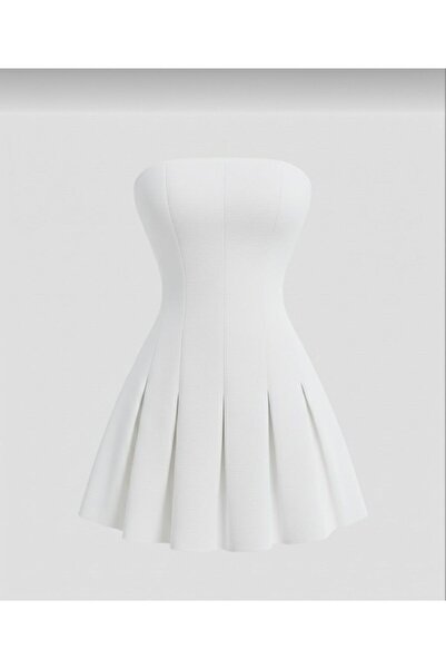 EUROPA Straplez pile detaylı elbise