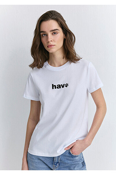 Mavi Hav Baskılı Beyaz Tişört Regular Fit / Normal Kesim 1613288-620