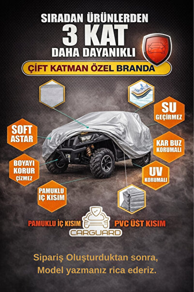 CarGuard Tüm ATV'ler ile uyumlu Fitilli ATV Brandası - Miflonlu