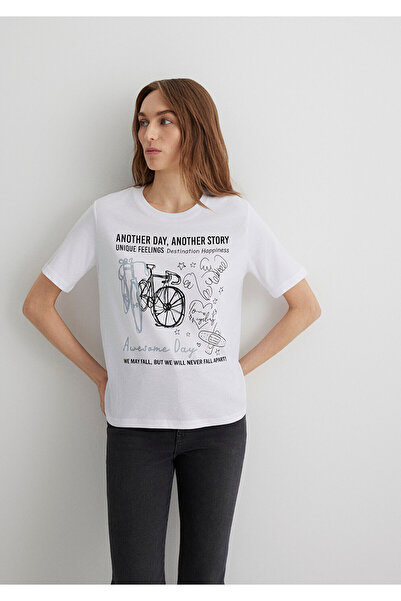 Mavi Tricou alb cu imprimeu pentru biciclete Regular Fit 1613493 -620