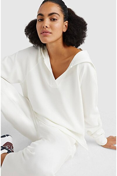 Tommy Hilfiger interlok  kumaş rahat kesim v yaka sweatshirt