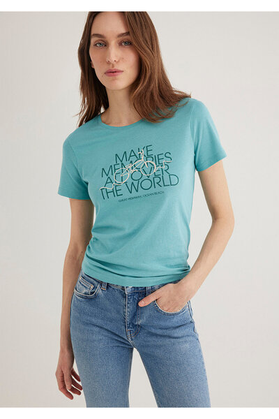 Mavi Ποδήλατο εμπριμέ πράσινο T-shirt Slim Fit 1613190 -71823