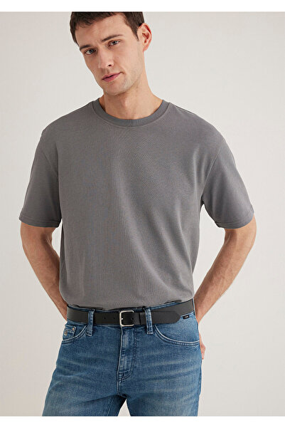 Mavi Bisiklet Yaka Gri Basic Tişört Loose Fit / Bol Rahat Kesim 0611596-80020