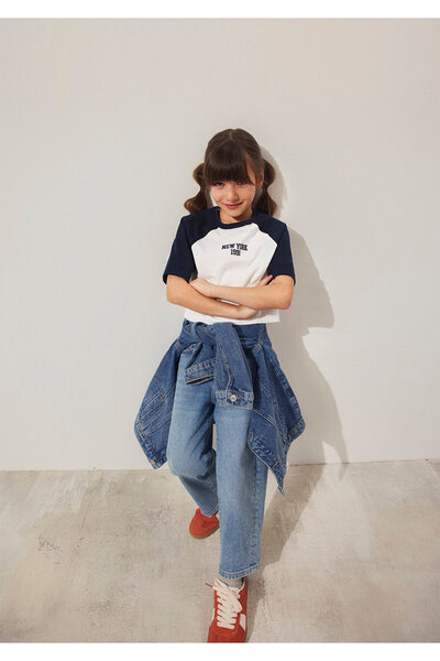 Mavi New York bedrucktes Ecru-T-Shirt mit lockerer Passform / lockere, entspa...