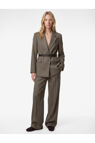 Koton Jachetă blazer cu mânecă lungă și curea, cu buzunare din țesătură flanel