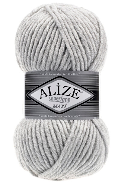 Alize Süperlana Maxi Kalın El Örgü Ipi 208 Açık .gri Melanj