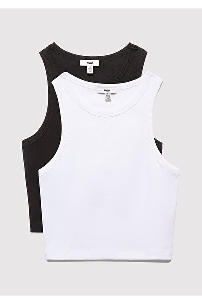 Mavi Súprava 2 kusov Basic Crew Neck Čiernobiele tielko Crop / Short Strih 16...