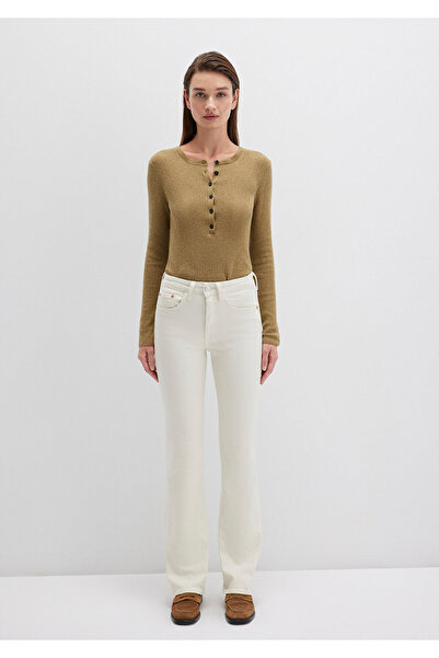 ByCukurovaFrango By-6937 White Jean High Waist Mom Jeans S Skinny Leg Jeans