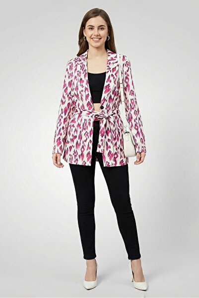 Scotch & Soda بليزر كاجوال بحزام مطبوع بالكامل، متعدد الألوان، للنساء