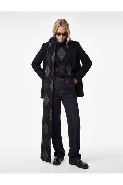 Koton Belted Cashmere Coat with Pockets and Long Sleeves