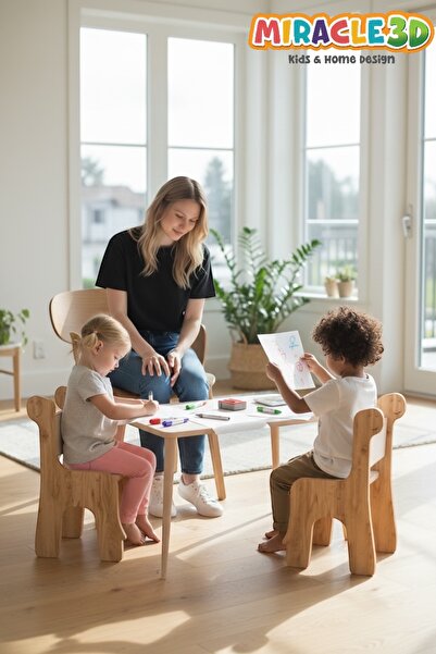 MİRACLE 3D Çocuk Oyun Etkinlik Çalışma Masası Ve 2 adet Sandalye, Aktivite Ma...