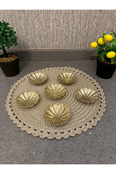 DecoZel 6'lı Pirinç Döküm Dekoratif Lokumluk Şekerlik Reçellik Paslanmaz Kara...