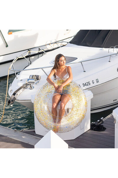 TOHA عوامة سباحة قابلة للنفخ من انتكس جليتر 119 سم - شفافة، لامعة، عوامة حفلا...