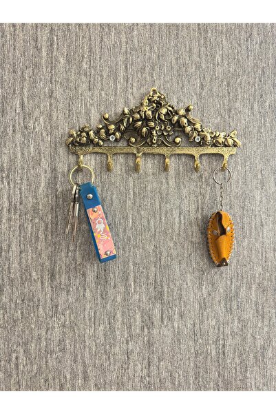 DecoZel PİRİNÇ DÖKÜM GÜLLÜ ANAHTARLIK ASKILIK EVDEKORU