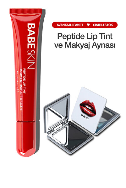 Babeskin Lip Balm Ayna Seti | Dudak Nemlendirici Parlatıcı & Cep Aynası | Çilek