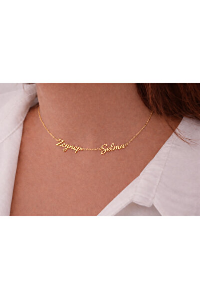 Soleildor 925 ayar Orijinal Gümüş Kişiye Özel İki İsimli Gümüş Kolye