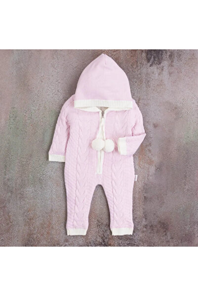 Micii Ștrumfi Salopetă matlasată Ponpon pentru fete (roz deschis)