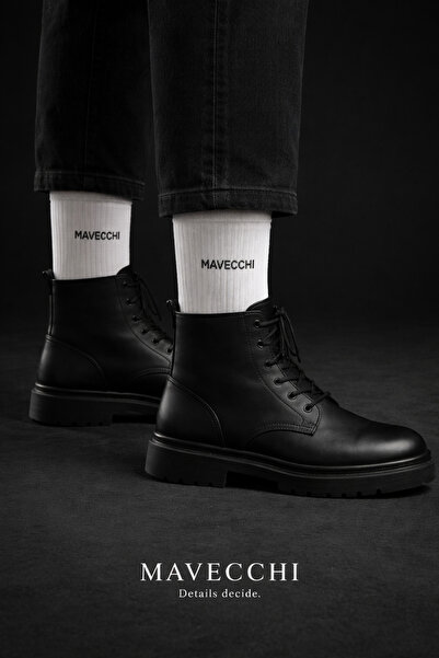 MAVECCHI 6 Çift Premium Erkek Beyaz Pamuklu Dikişsiz Soket Çorap