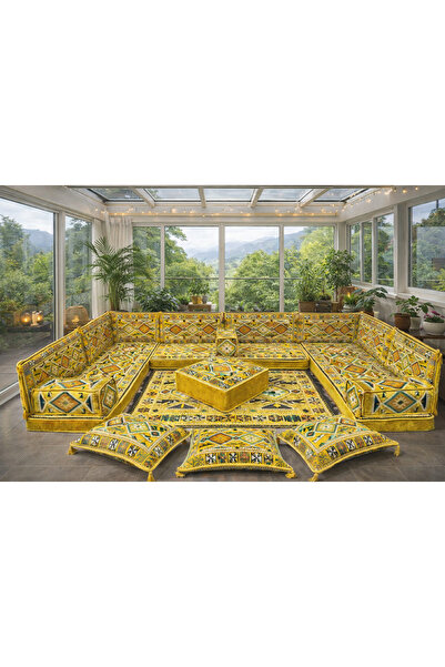 Dekor Köşe Kilim Desenli Köşe Oturma Takımı (22 DNS Sert Sünger) (Kilim HEDİY...