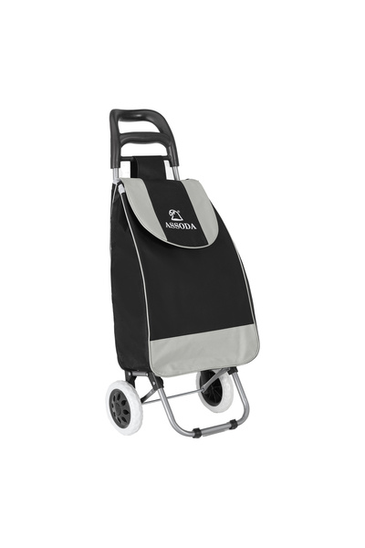 Assoda اسودا عربة تسوق قابلة للطي مزودة بجيب من قماش أكسفورد وعجلتين