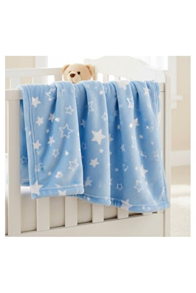 SyaMAG Baby blanket, blue with stars, soft and fluffy, 100x75 cm