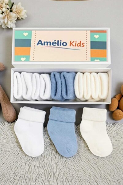 Amélio Kids Organic Cotton Unisex 5-Piece Boxed Premium Newborn Baby Socks