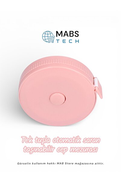 Mabs Tech 1. Kalite 150 Cm Otomatik Saran Plastik Mezura - 1 Adet Pudra Pembe