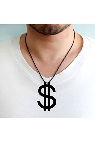 Market66 Dolar Işareti Kolye Büyük Boy Servet Para Sembol Boy 9cm Siyah Akril...