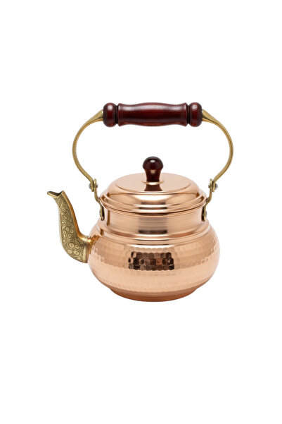 modabakir إبريق شاي نحاسي بمقبض خشبي