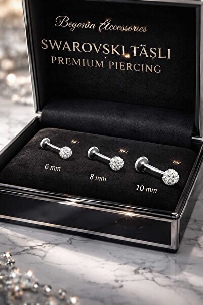 Öte Beri Hayallerin Ötesi 316l Gold Cerrahi Çelik Taşlı Şambala Labret 6mm,8m...