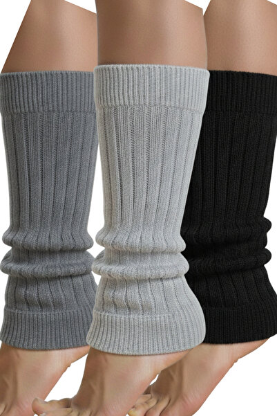 mrmpro Зимни дамски памучни плетени гребени за крака, 3 чифта