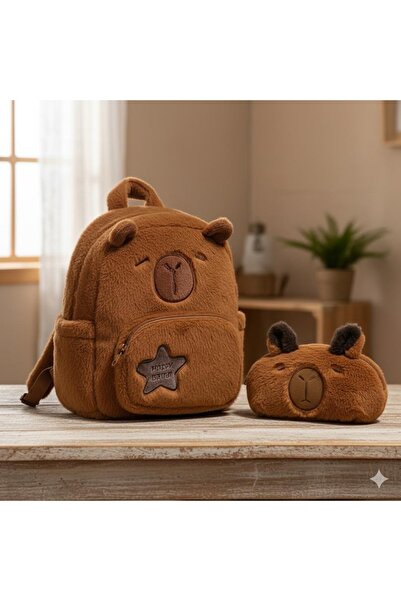 BABUN Kapibaralı Çocuk Peluş Sırt Çantası Kapibara Çocuk Okul Çantası Hayvanl...