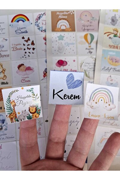 atolyetashane Kişiye Özel Kesilmiş Hazır Bebek Çikolata Etiketleri – 96 Adet