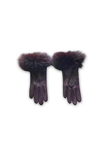 yosma Thing Kürklü Kürk Gerçek Hakiki Deri Eldiven Kahverengi