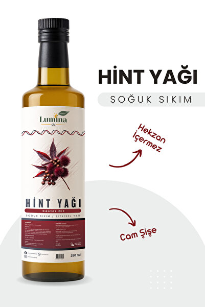 LUMİNAOİL Hint Yağı Soğuk Sıkım 250 ML (Castor Oil) (Hekzan İÇERMEZ) %100 Saf...