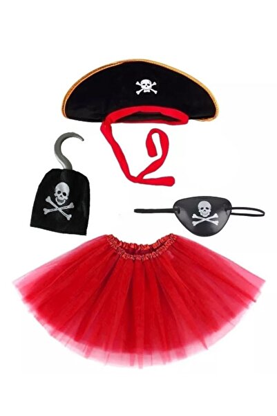 Skygo Pirate Hat Skirt Hook and Eye Mask Costume Set Girl
