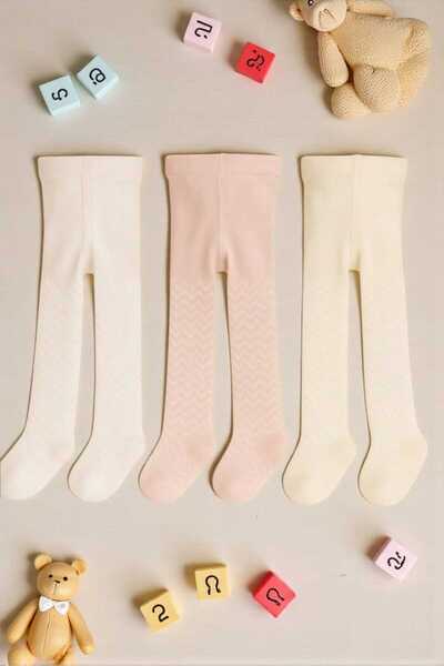 Amélio Kids 3-Piece Baby Girl & Kids Cotton Pantyhose Colorful Patterned