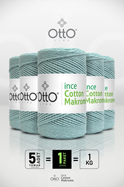 Otto Λεπτό Βαμβακερό Μακραμέ - Πράσινο Νείλου - Πακέτο 5 τεμαχίων - 2mm/200γρ...
