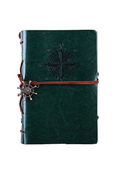 OEM Pirate design A6 notebook, string closure, 80 sheets, dark green faux lea...